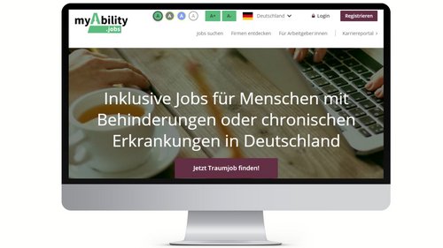 Screen where the myAbility.jobs page is open.