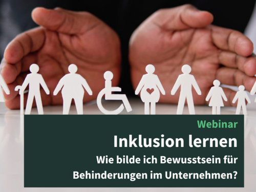 Offene Hände mit diversen Vektoren von Personen. Webinar: Inklusion leben: Wie bilde ich Bewusstsein für Behinderungen im Unternehmen?