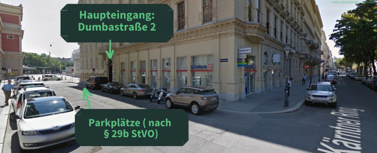 Straßenaufnahme Dumbastraße 2 in 1010 Wien. 