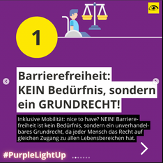 Illustration: Rollstuhlnutzer neben einer Waage der Justiz. Text: Barrierefreiheit ist kein Bedürfnis, sondern ein Grundrecht. Der Text unterstreicht die Bedeutung der unverhandelbaren Zugänglichkeit in allen Lebensbereichen für Menschen mit Behinderungen.