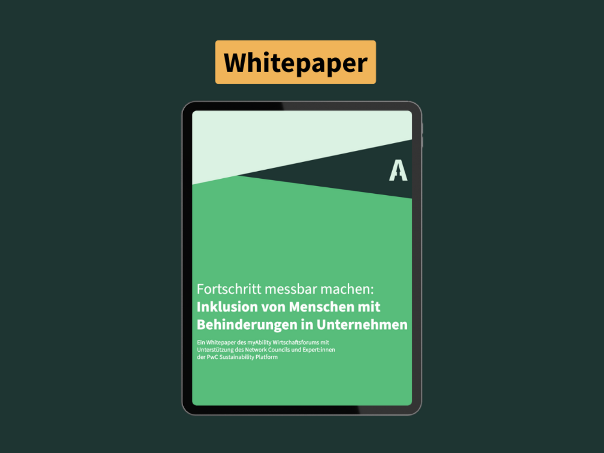 Titelbild: Whitepaper ESG Reporting "Fortschritt messbar machen: Inklusion von Menschen mit Behinderungen in Unternehmen"
