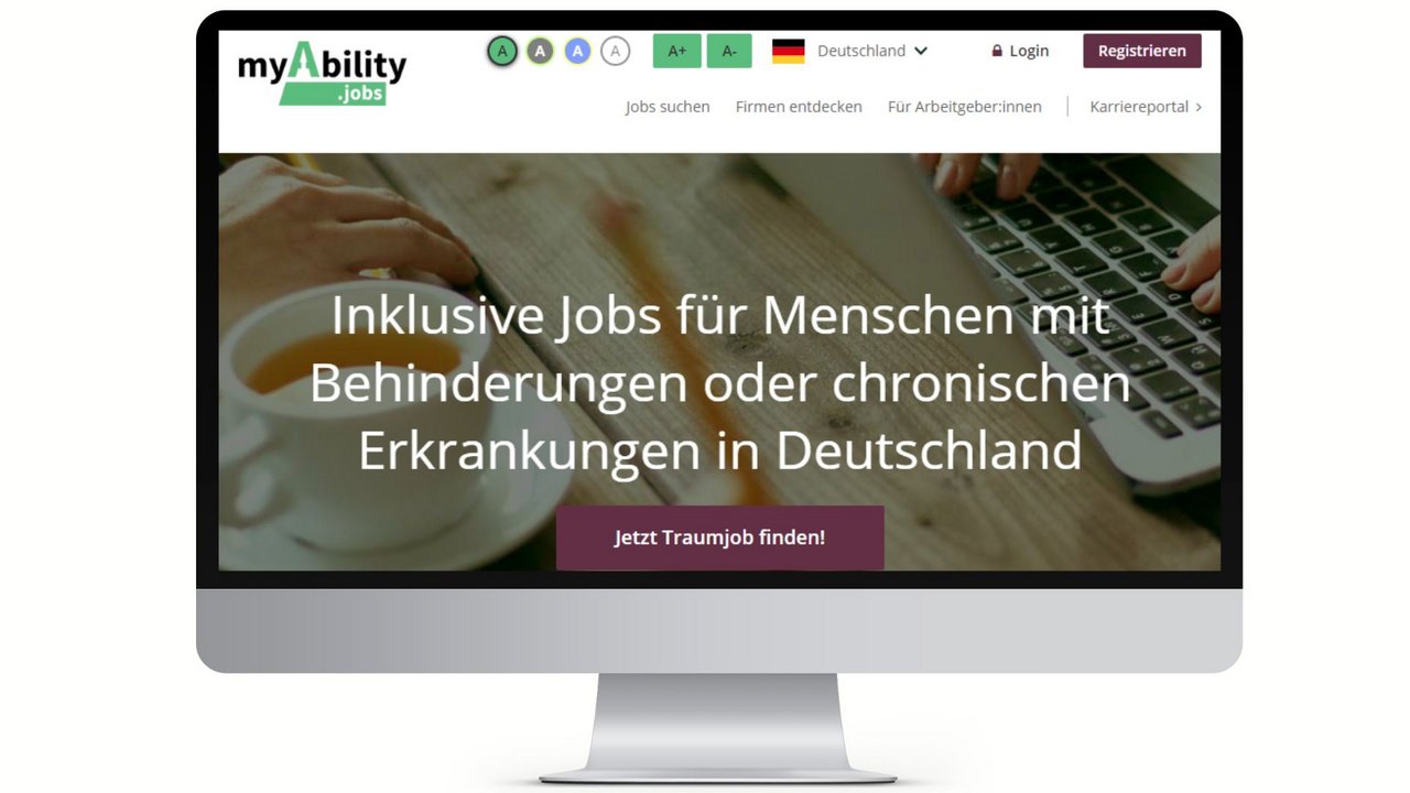 Computer screen showing the job platform myAbility.jobs