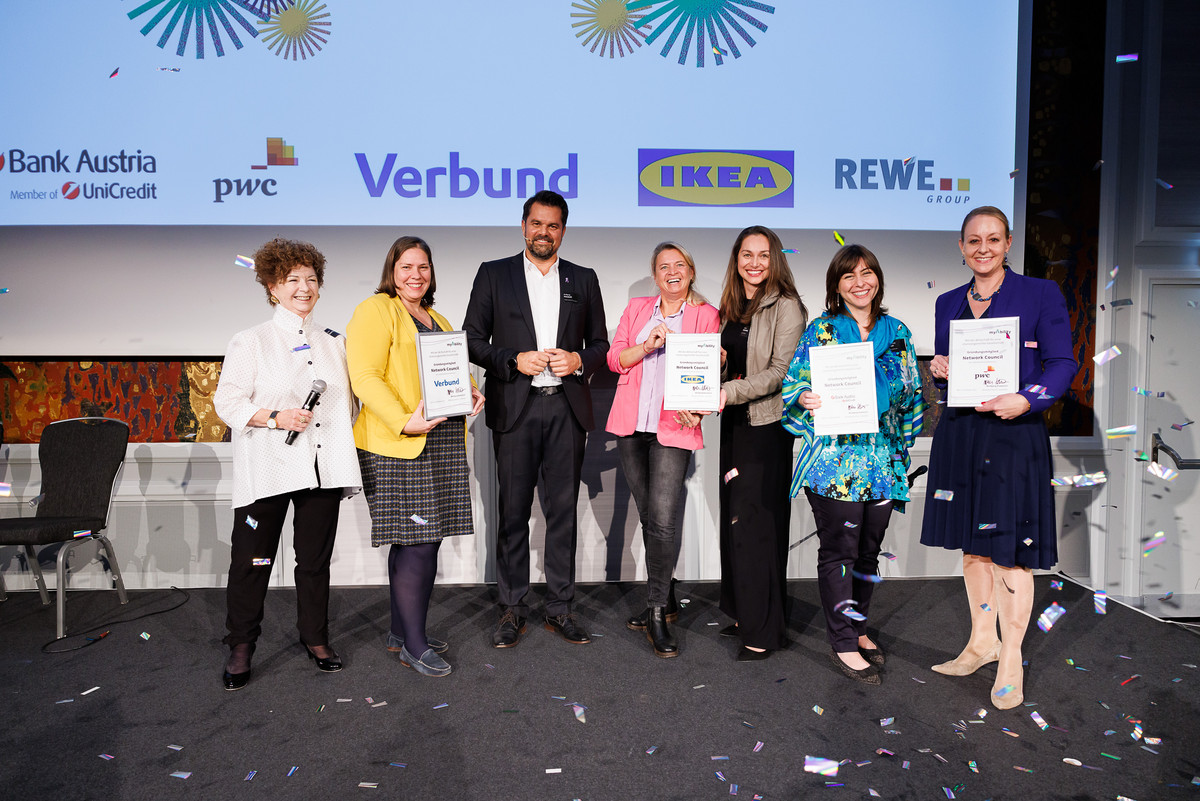 Präsentation Network Councils des myAbility Wirtschaftsforum. 6 Frauen und ein Mann auf der Bühne des DCD22.