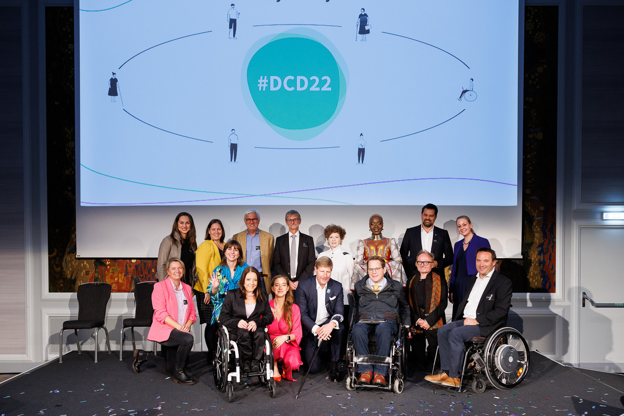 Group photo of all DCD speakers on stage